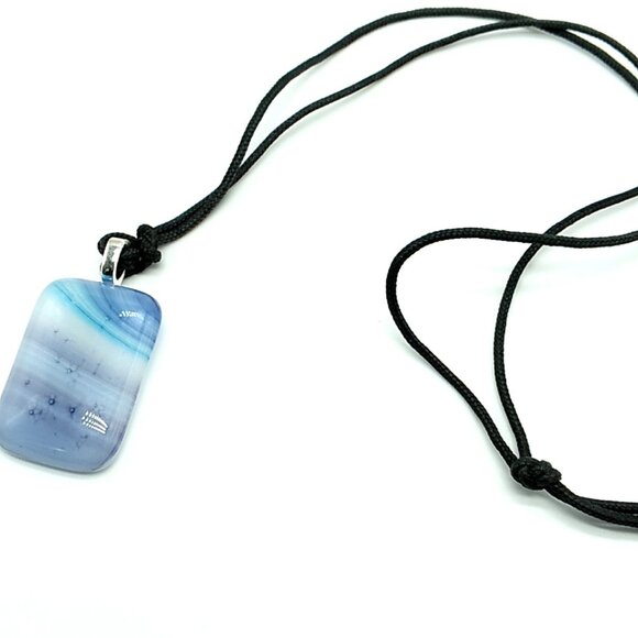 Fused Glass Pendant Necklace on Cord - Picture 1 of 11